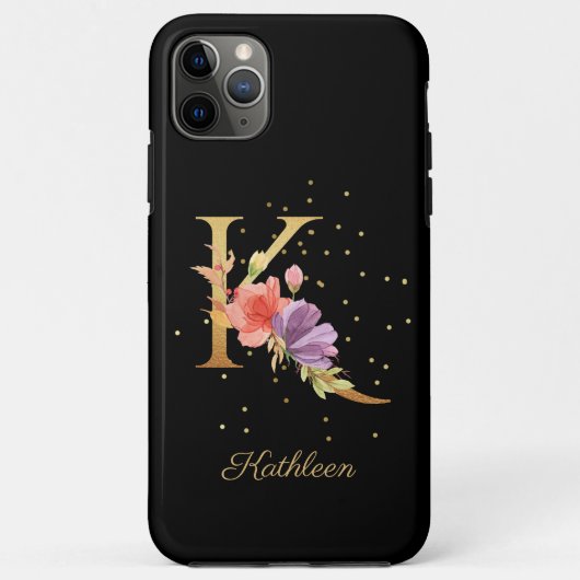 Florale Monogram Men personaliseren Naam Initiaal  Case-Mate iPhone Case (Achterkant)