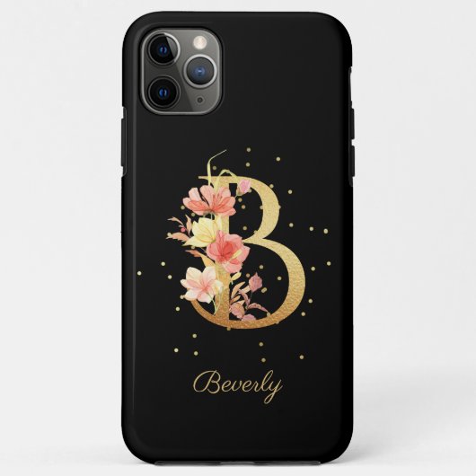 Florale Monogram Men personaliseren Naam Initiaal Case-Mate iPhone Case (Achterkant)