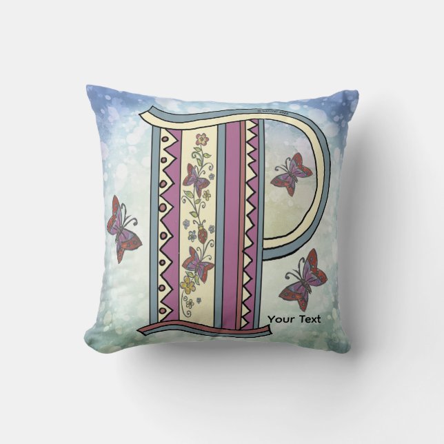 florale Monogram P kussen (Voorkant)