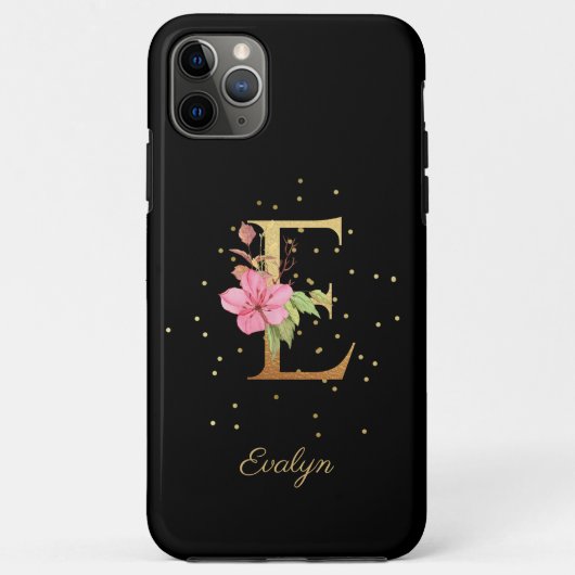 Florale Monogram Persoonlijke Naam Initiaal E Lett Case-Mate iPhone Case (Achterkant)