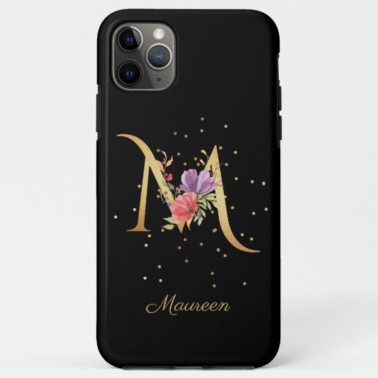 Florale Monogram Persoonlijke Naam Initiaal M Lett Case-Mate iPhone Case (Achterkant)
