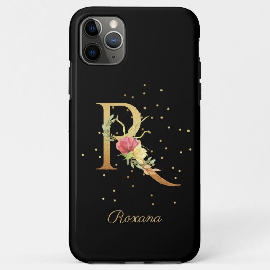 Florale Monogram Persoonlijke Naam Initiaal R Lett Case-Mate iPhone Case (Achterkant)