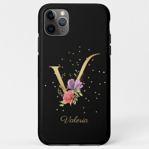 Florale Monogram Persoonlijke Naam Initiaal V Lett Case-Mate iPhone Case