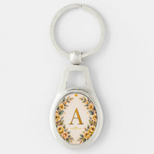 Florale Monogram Versterkte Sleutelhanger