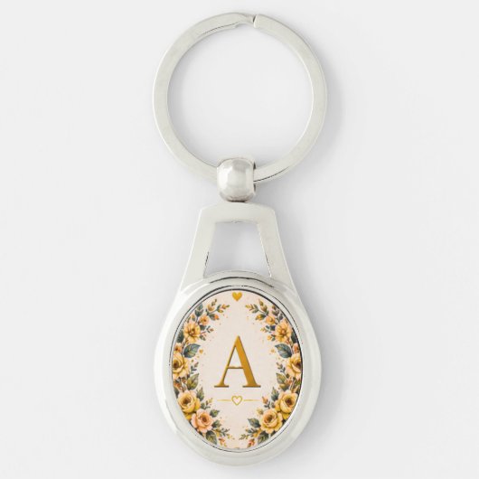 Florale Monogram Versterkte Sleutelhanger (Voorkant)