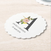 Florale monogramletter A Aangepaste naam en datum Kartonnen Onderzetters (Gekanteld)