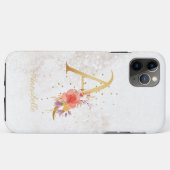 Florale Monogramnaam Initiaal A Letter Personalise Case-Mate iPhone Case (Achterkant (horizontaal))