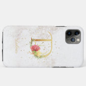 Florale Monogramnaam Initiaal D Letter Personalise Case-Mate iPhone Case (Achterkant (horizontaal))