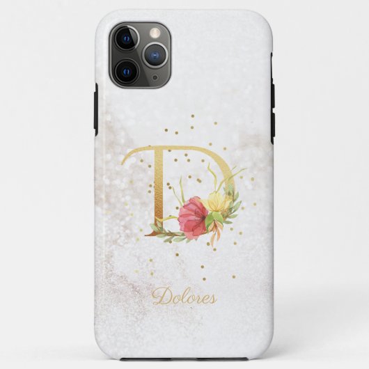 Florale Monogramnaam Initiaal D Letter Personalise Case-Mate iPhone Case (Achterkant)