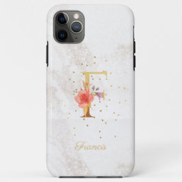 Florale Monogramnaam Initiaal F Letter Personalise Case-Mate iPhone Case