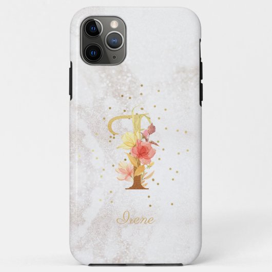 Florale Monogramnaam Initiaal I Letter Personalise Case-Mate iPhone Case (Achterkant)