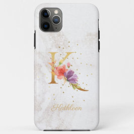 Florale Monogramnaam Initiaal K Letter Personalise Case-Mate iPhone Case