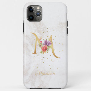 Florale Monogramnaam Initiaal M Letter Personalise Case-Mate iPhone Case