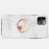 Florale Monogramnaam Initiaal O Letter Personalise Case-Mate iPhone Case (Achterkant (horizontaal))