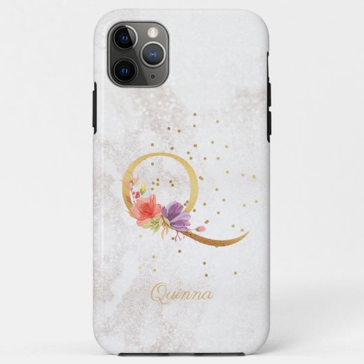 Florale Monogramnaam Initiaal Q Letter Personalise Case-Mate iPhone Case (Achterkant)