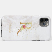Florale Monogramnaam Initiaal R Letter Personalise Case-Mate iPhone Case (Achterkant (horizontaal))