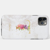 Florale Monogramnaam Initiaal T Letter Personalise Case-Mate iPhone Case (Achterkant (horizontaal))