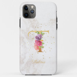 Florale Monogramnaam Initiaal T Letter Personalise Case-Mate iPhone Case