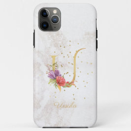 Florale Monogramnaam Initiaal U Letter Personalise Case-Mate iPhone Case