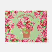 Florale monogramnaam van de gekookte rode geranium deurmat (Voorkant)
