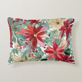 Florale motieven voor het kerstseizoen accent kussen