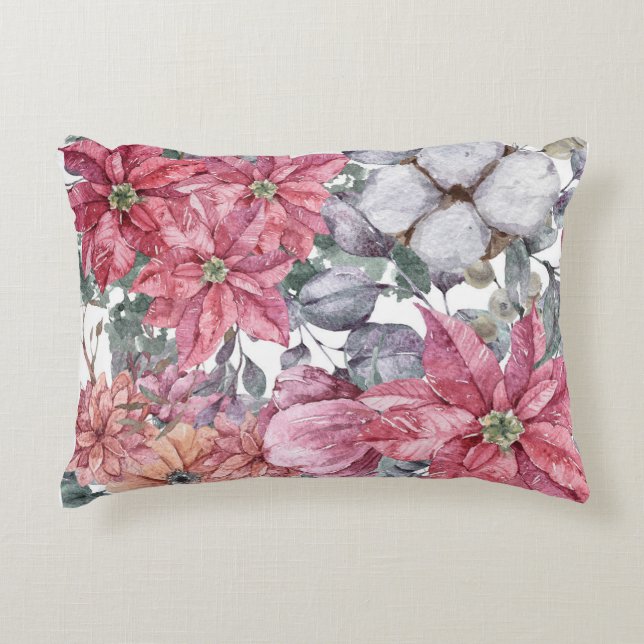 Florale motieven voor het kerstseizoen accent kussen (Voorkant)