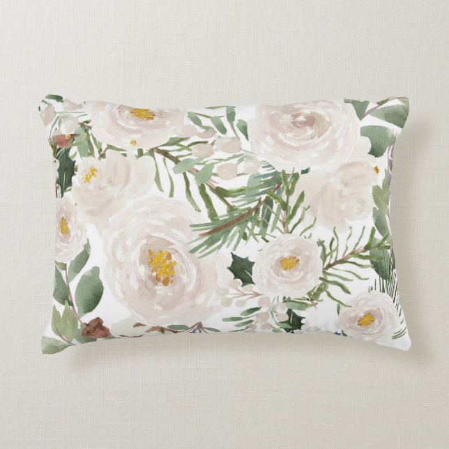 Florale motieven voor het kerstseizoen accent kussen (Voorkant)