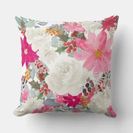 Florale motieven voor het kerstseizoen kussen