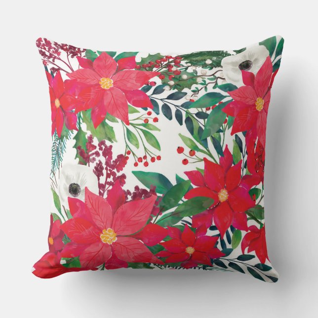 Florale motieven voor het kerstseizoen kussen (Voorkant)