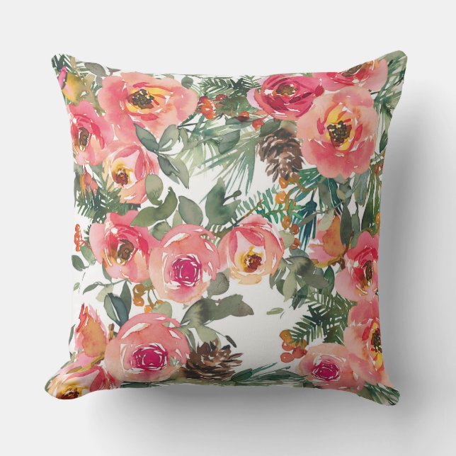 Florale motieven voor het kerstseizoen kussen (Voorkant)