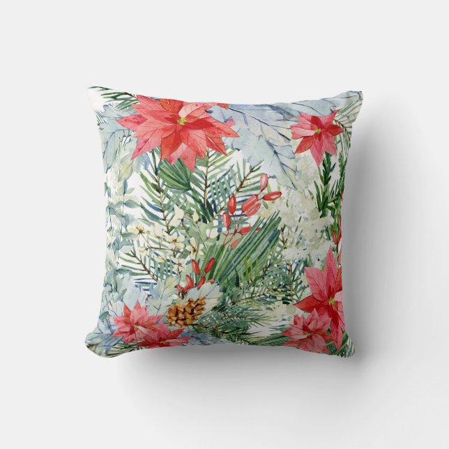 Florale motieven voor het kerstseizoen kussen (Voorkant)