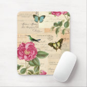 Florale mousepad met roos en kolibrie muismat (Met muis)