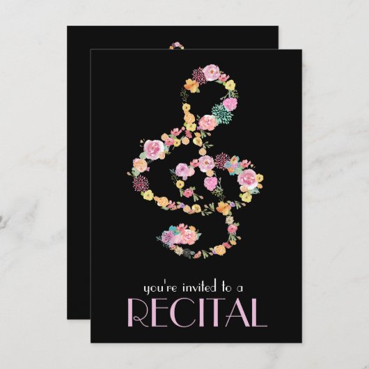 florale muziek verdrievoudigt zwart kaart (Voorkant / Achterkant)