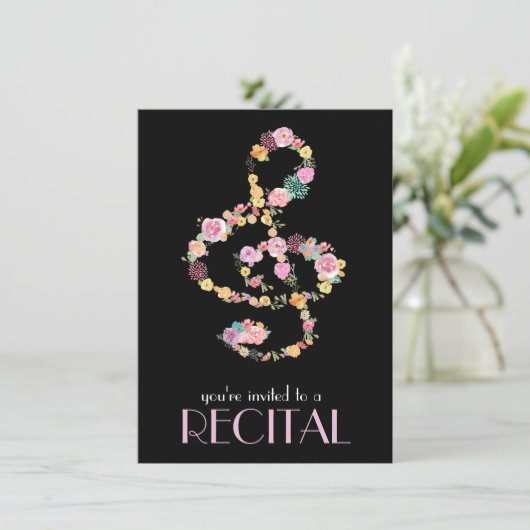 florale muziek verdrievoudigt zwart kaart (Staand voorkant)