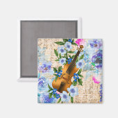  florale muziekviool magneet (Voorkant / Achterkant)