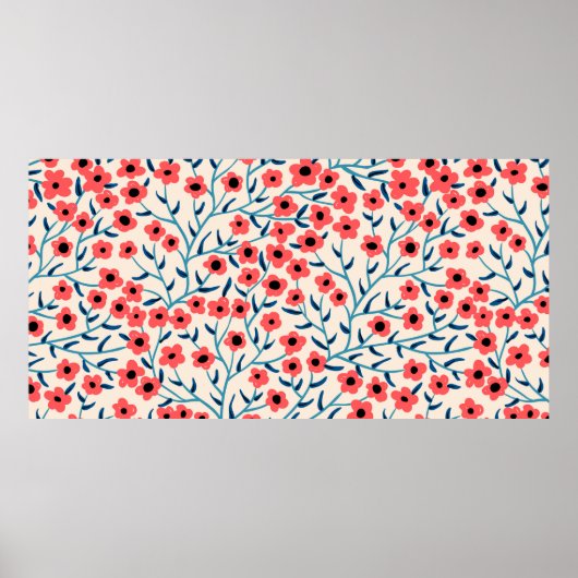 florale naadloos patroon met abstract bloo poster (Voorkant)
