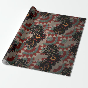 florale naadloos patroon. Rood, beige en g Cadeaupapier