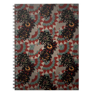  florale naadloos patroon. Rood, beige en g Notitieboek