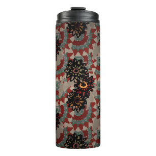florale naadloos patroon. Rood, beige en g Thermosbeker