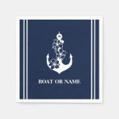 Florale Nautilus Anker Aangepaste Bootnaam Servet (Voorkant)