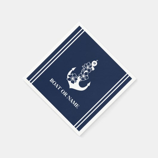 Florale Nautilus Anker Aangepaste Bootnaam Servet (Hoek)