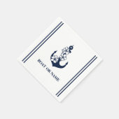Florale Nautilus Anker Aangepaste Bootnaam Wit Servet (Hoek)