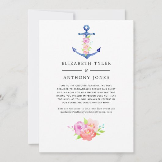 Florale Nautische Ingekorte Gastenlijst Aankondiging (Voorkant)