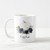 Florale Navy Blauwe Pompoen Persoonlijke Mok (Links)