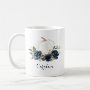 Florale Navy Blauwe Pompoen Persoonlijke Mok