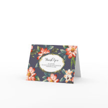 florale navy -goud bedankkaart voor trouw