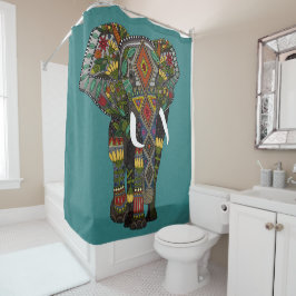 florale olifant blauwgroen douchegordijn