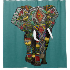 florale olifant blauwgroen douchegordijn