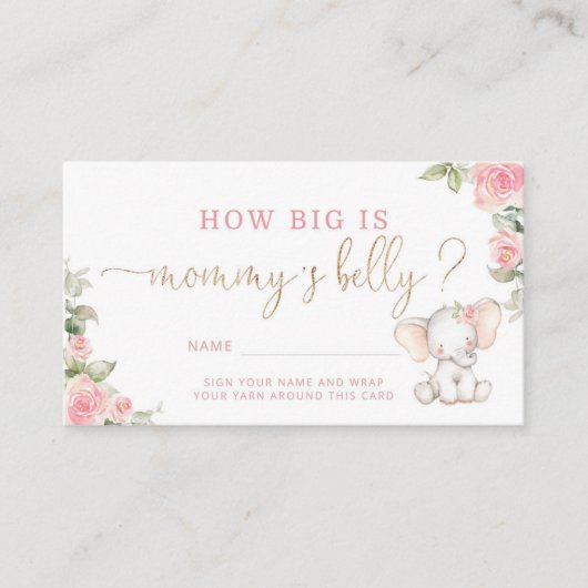 Florale olifant hoe groot is mama's buik informatiekaartje (Voorkant)