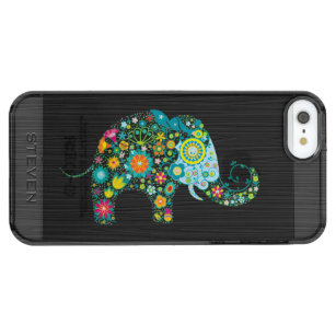 Florale olifant op grijze achtergrond doorzichtig iPhone SE/5/5s hoesje